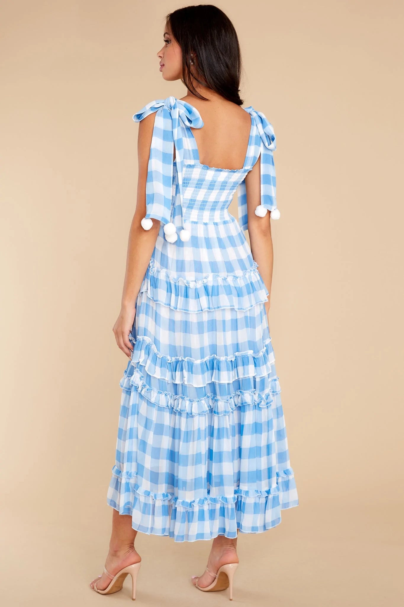 Berenice Blue Gingham Long Dress - qrack theme