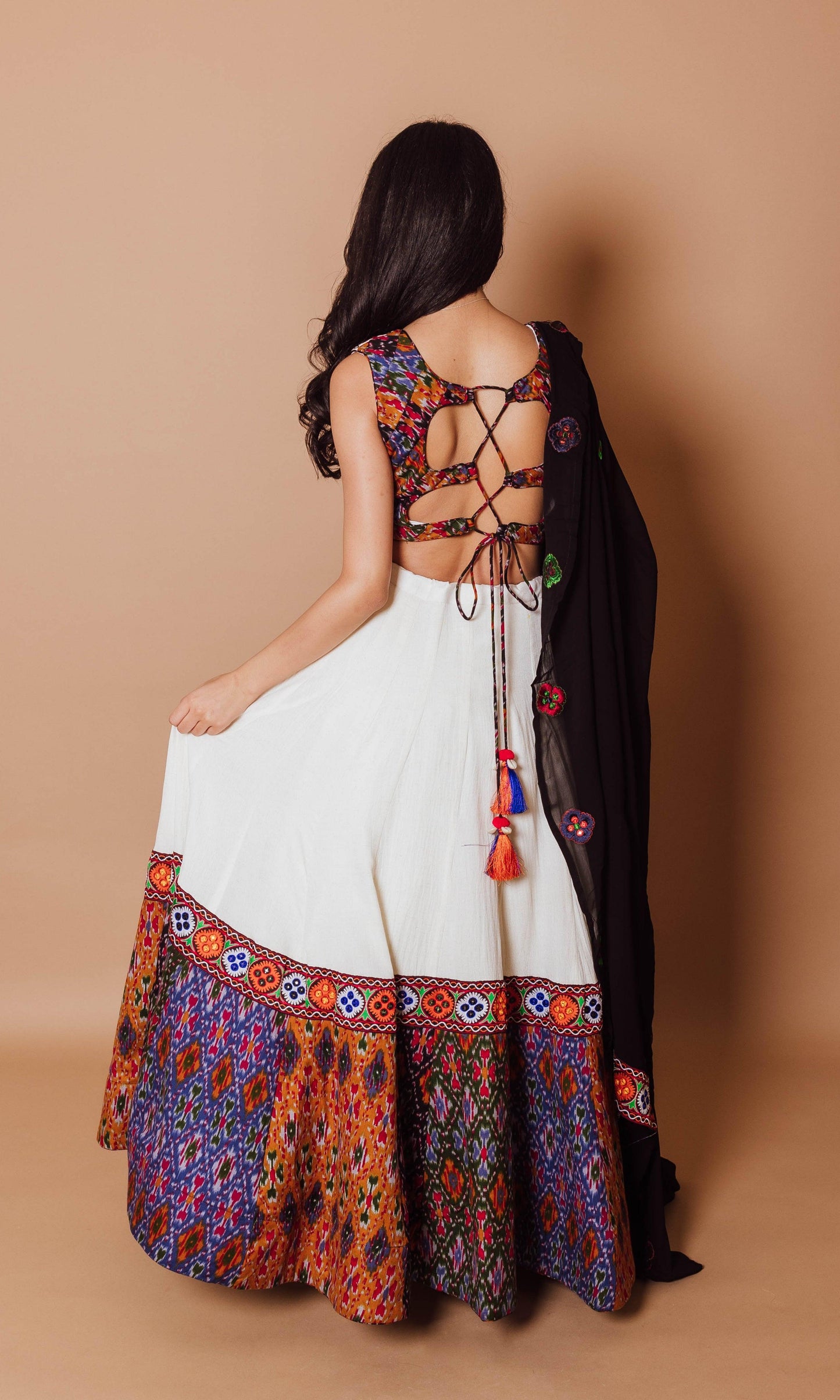 Andi White and Multicolor Print Lehenga Choli...