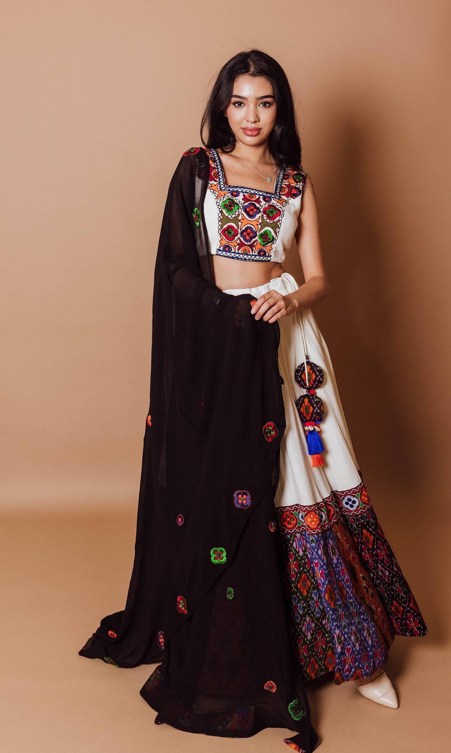 Andi White and Multicolor Print Lehenga Choli...