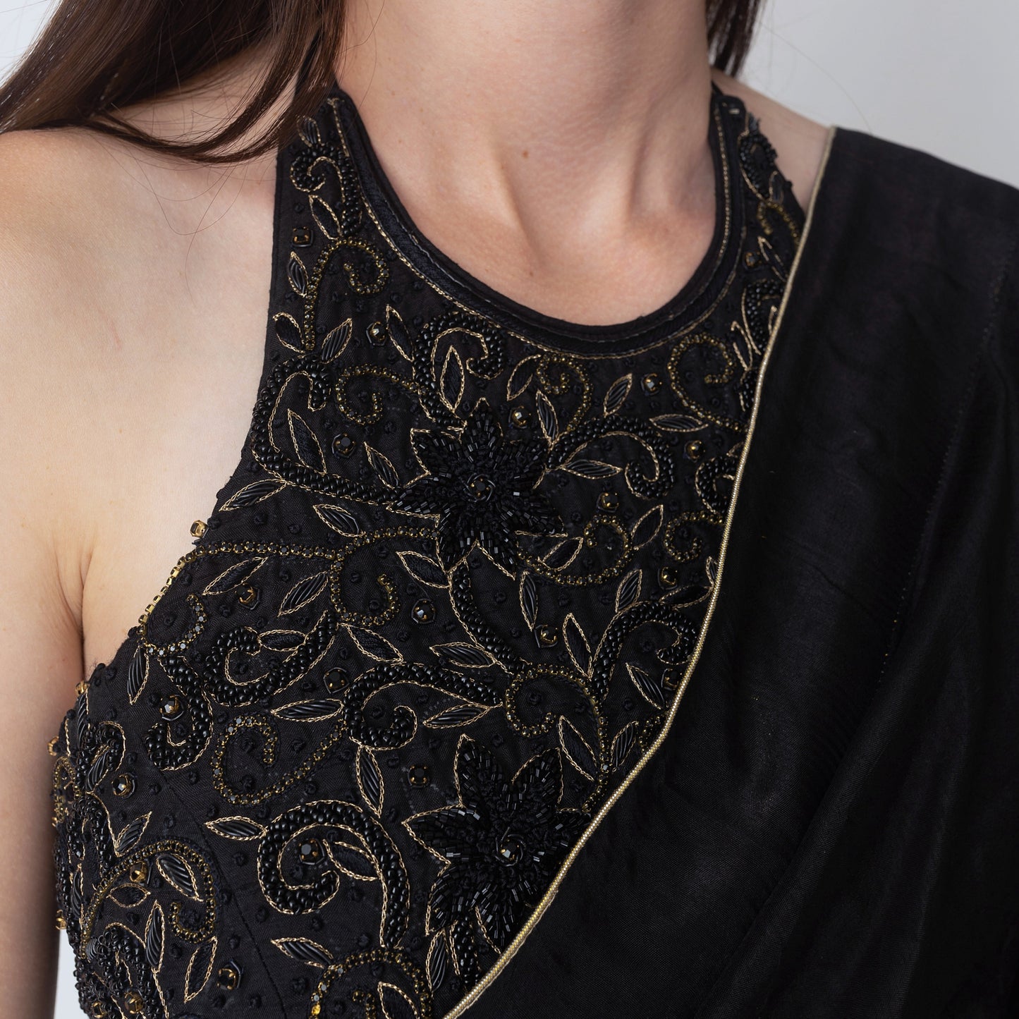 Mia Black Saree with Hand Embroidered Blouse...