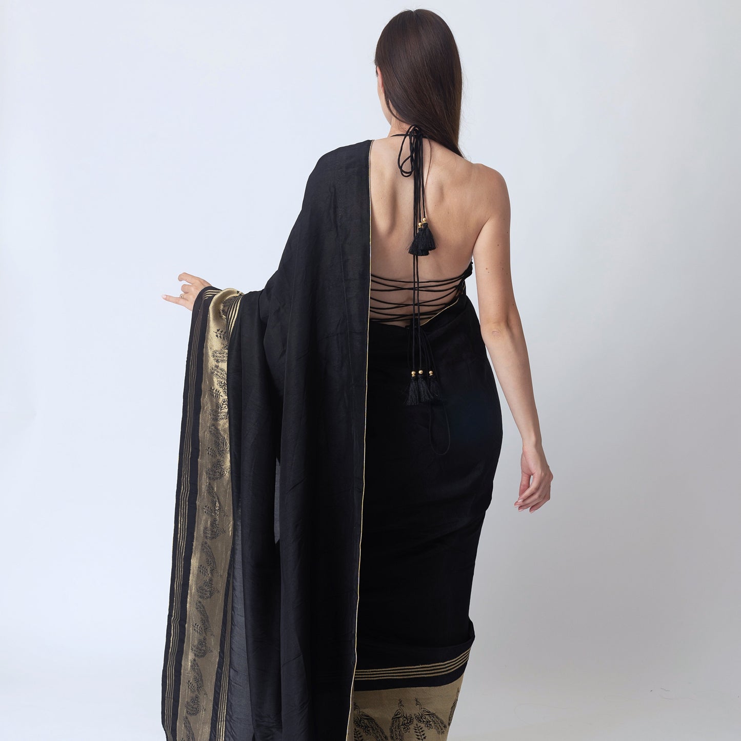 Mia Black Saree with Hand Embroidered Blouse...
