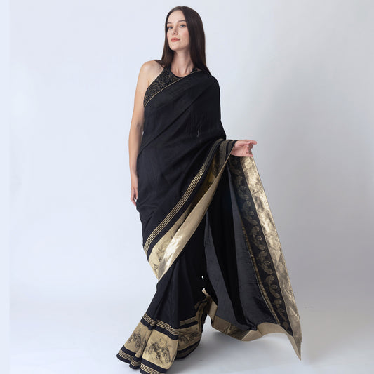 Mia Black Saree with Hand Embroidered Blouse. (Copy)