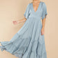 Never Austere Dusty Blue Midi Dress - qrack theme