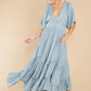 Never Austere Dusty Blue Midi Dress - qrack theme