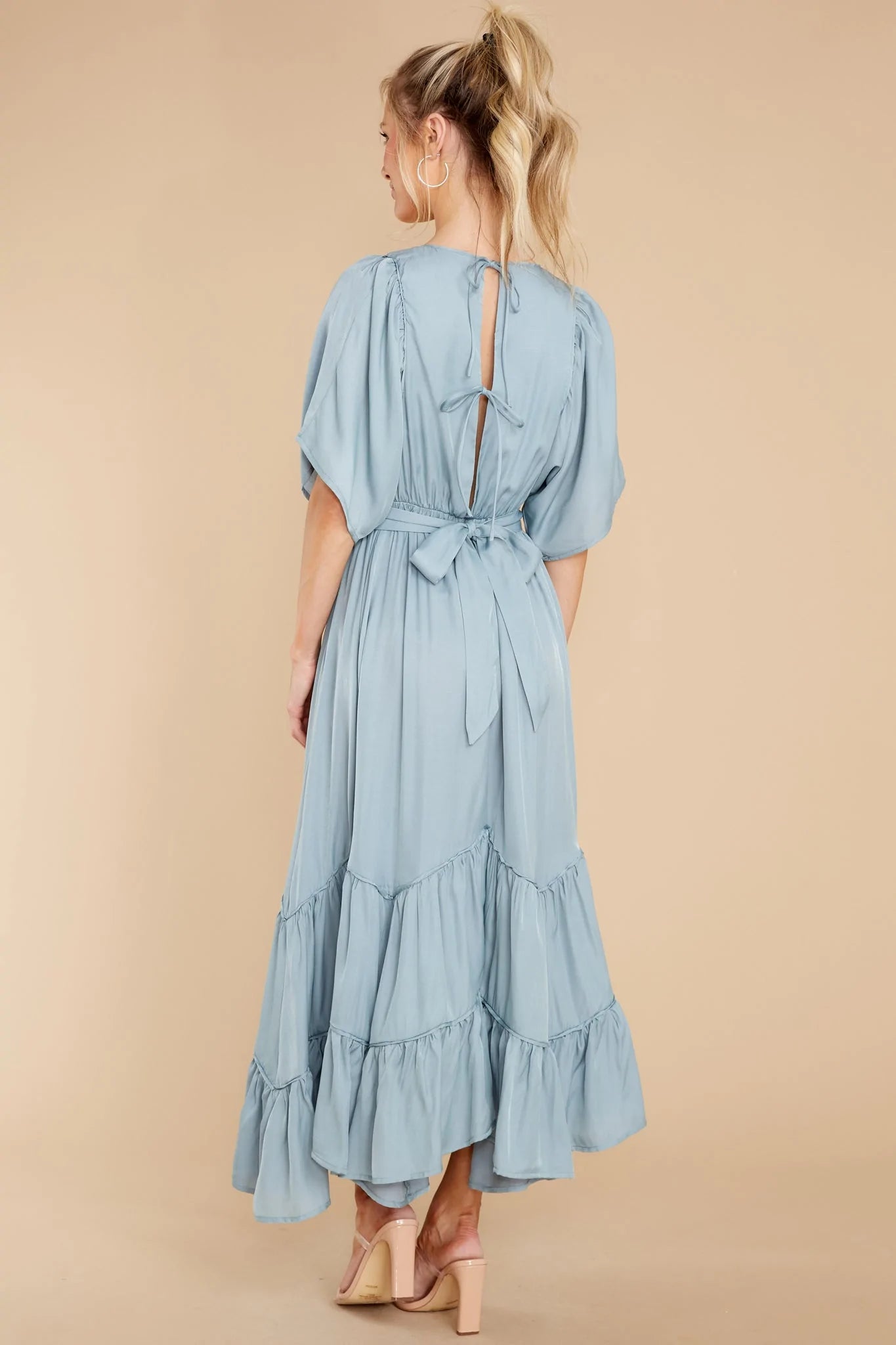 Never Austere Dusty Blue Midi Dress - qrack theme