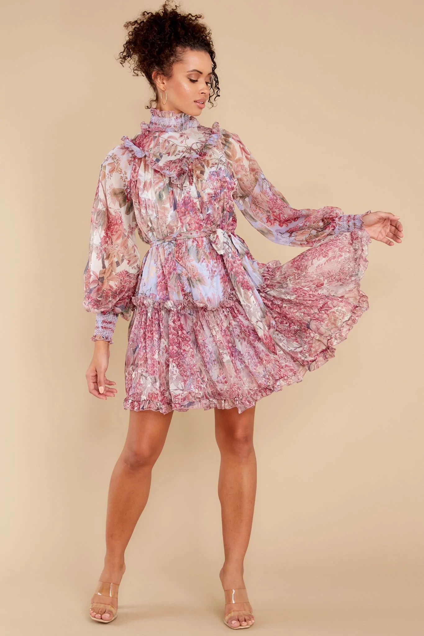 Beginning To Flourish Lavender Floral Print Dress - qrack theme