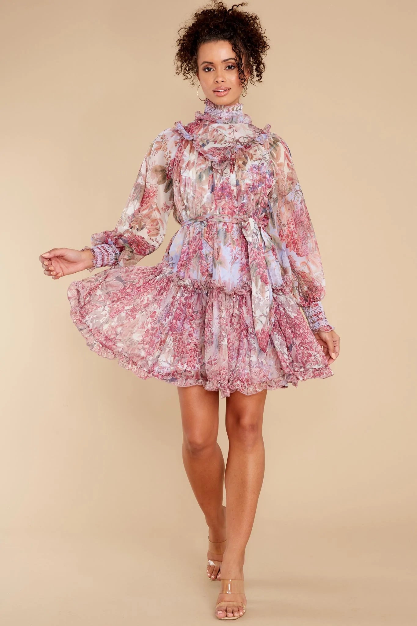 Beginning To Flourish Lavender Floral Print Dress - qrack theme