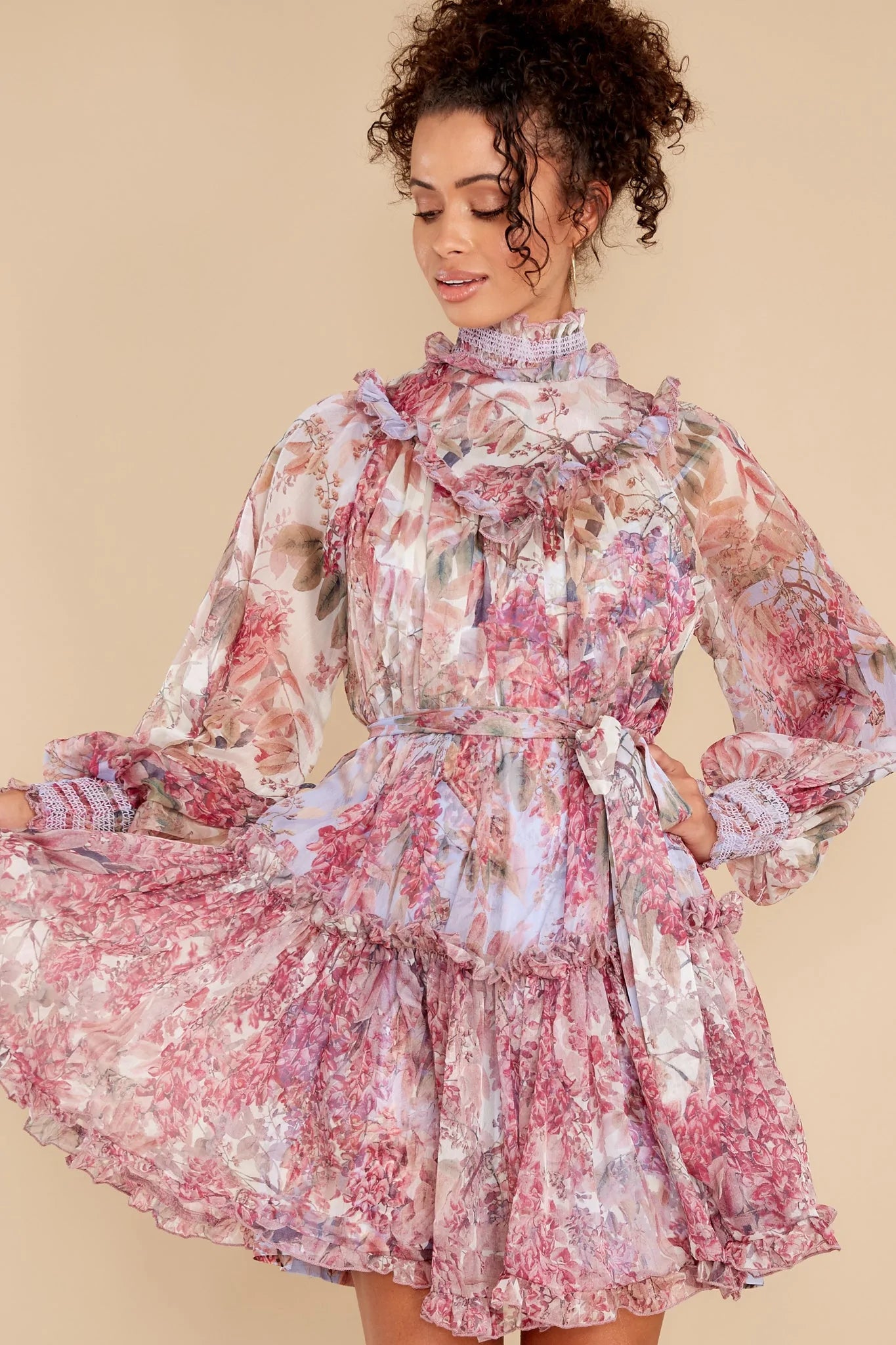 Beginning To Flourish Lavender Floral Print Dress - qrack theme