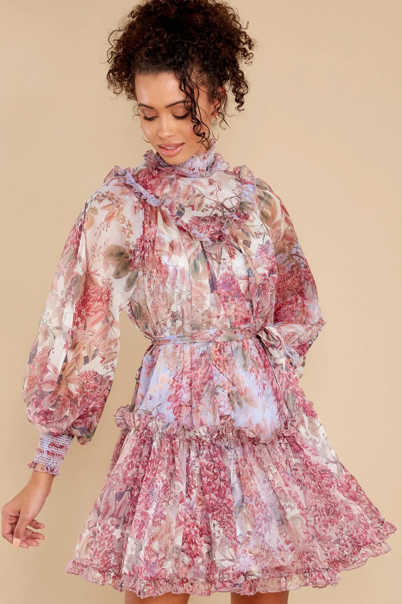 Beginning To Flourish Lavender Floral Print Dress - qrack theme