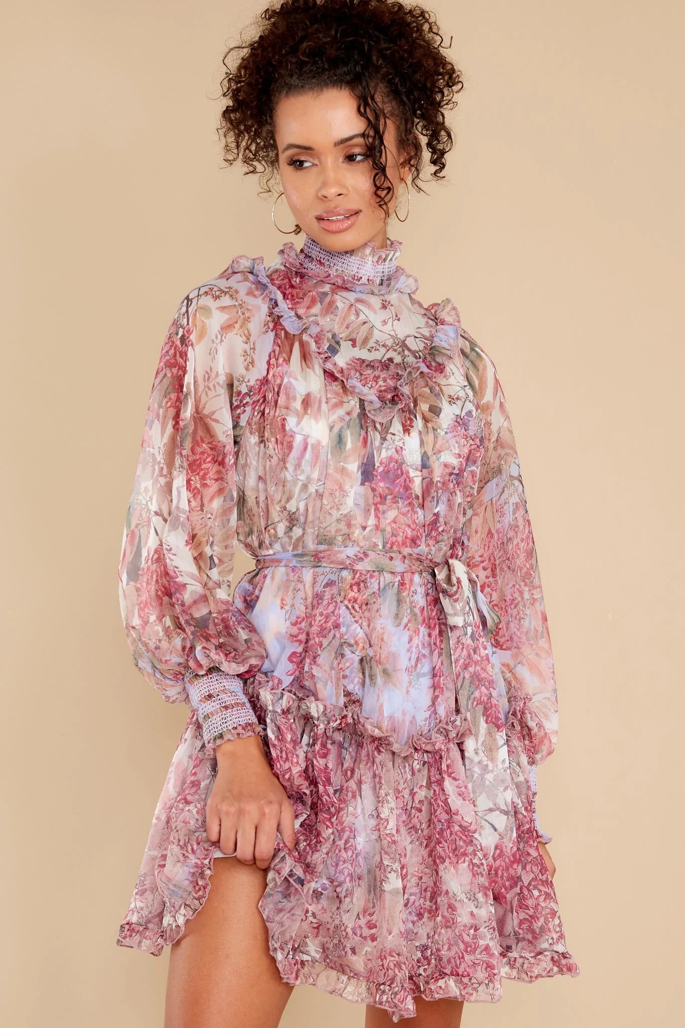 Beginning To Flourish Lavender Floral Print Dress - qrack theme