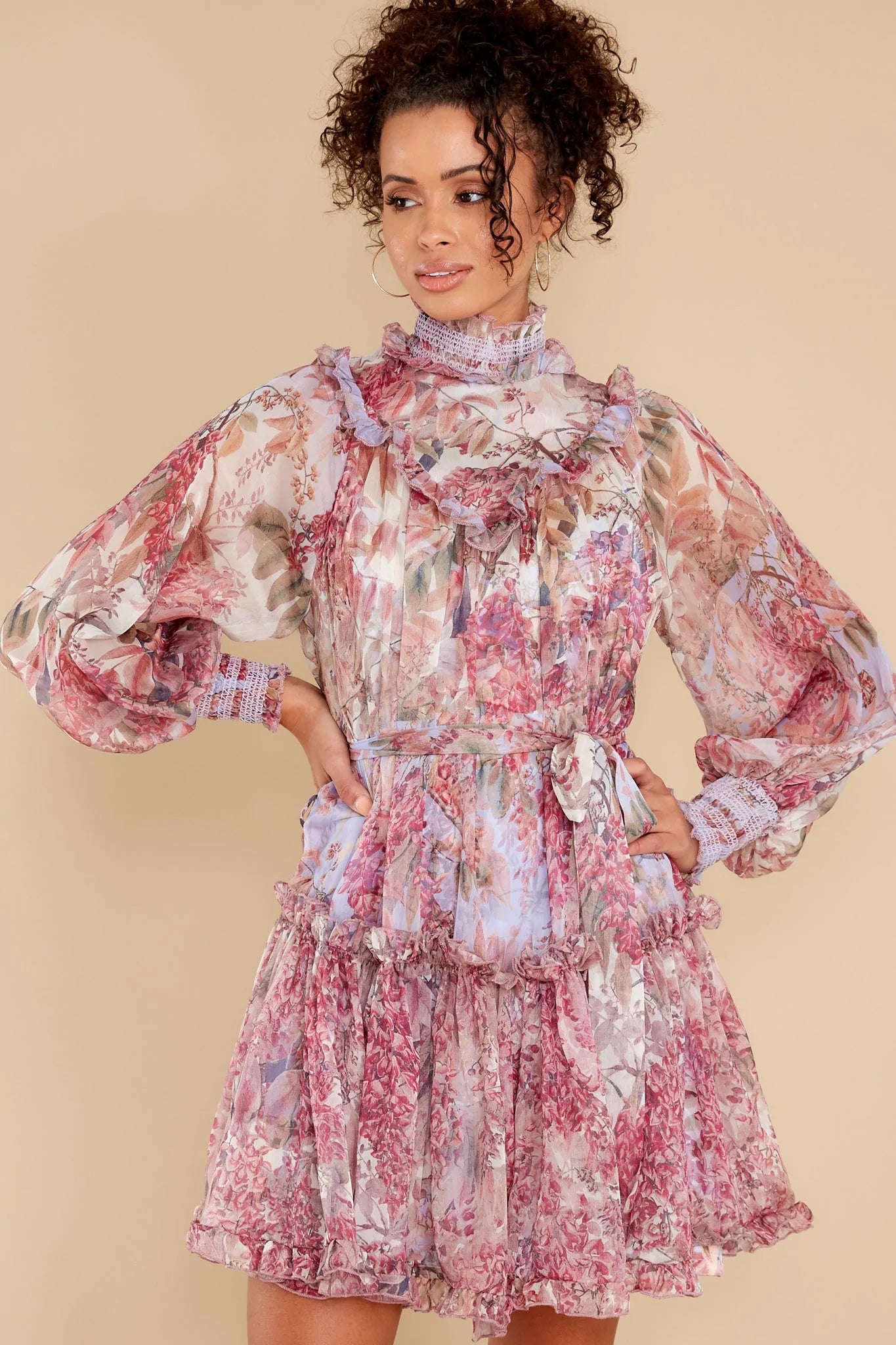 Beginning To Flourish Lavender Floral Print Dress - qrack theme