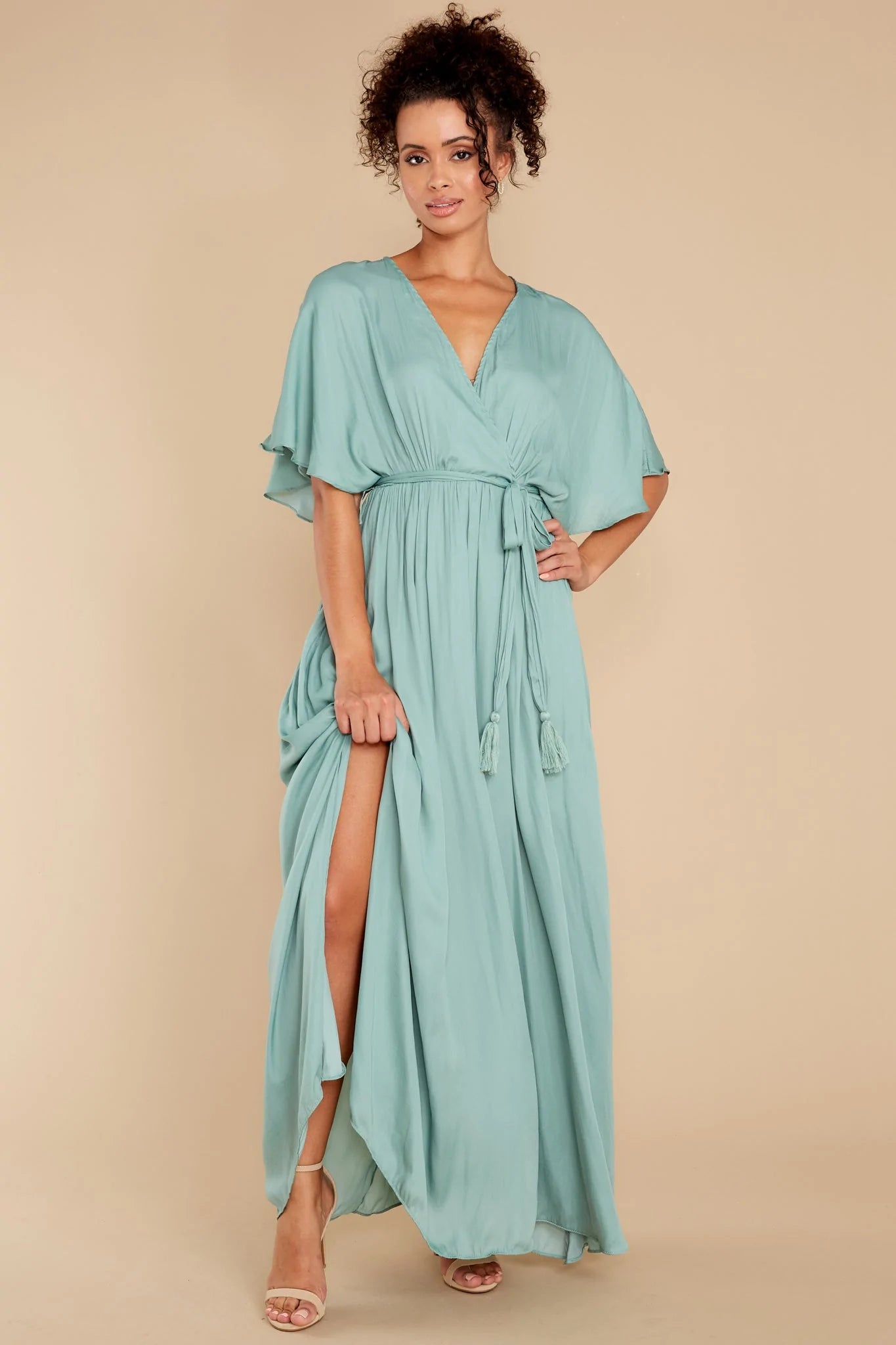 Cross My Heart Dusted Jade Maxi Dress - qrack theme