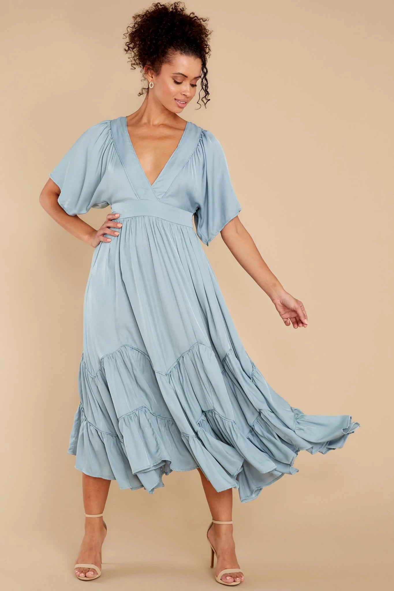 Never Austere Dusty Blue Midi Dress - qrack theme