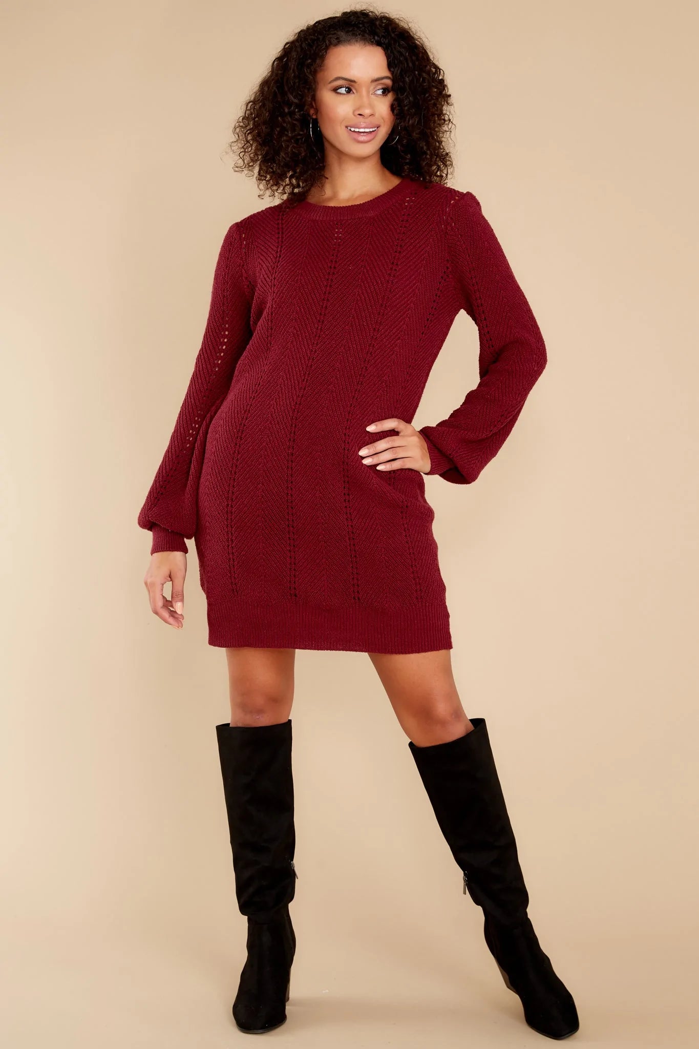 Pull Me Closer Wine Sweater Dress - qrack theme