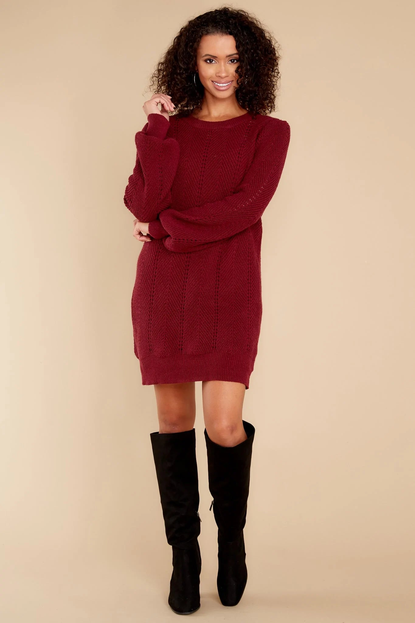 Pull Me Closer Wine Sweater Dress - qrack theme