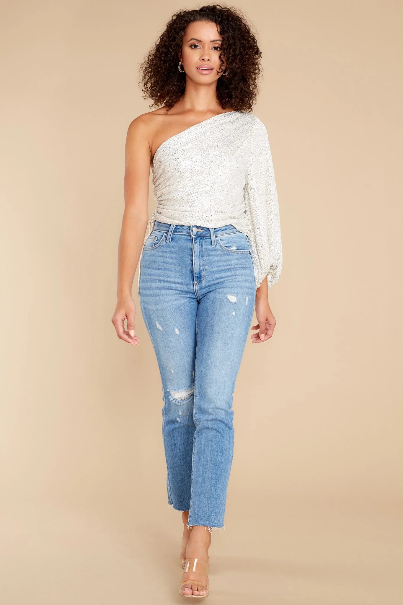 Get Glam Ivory Sequin Top - qrack theme