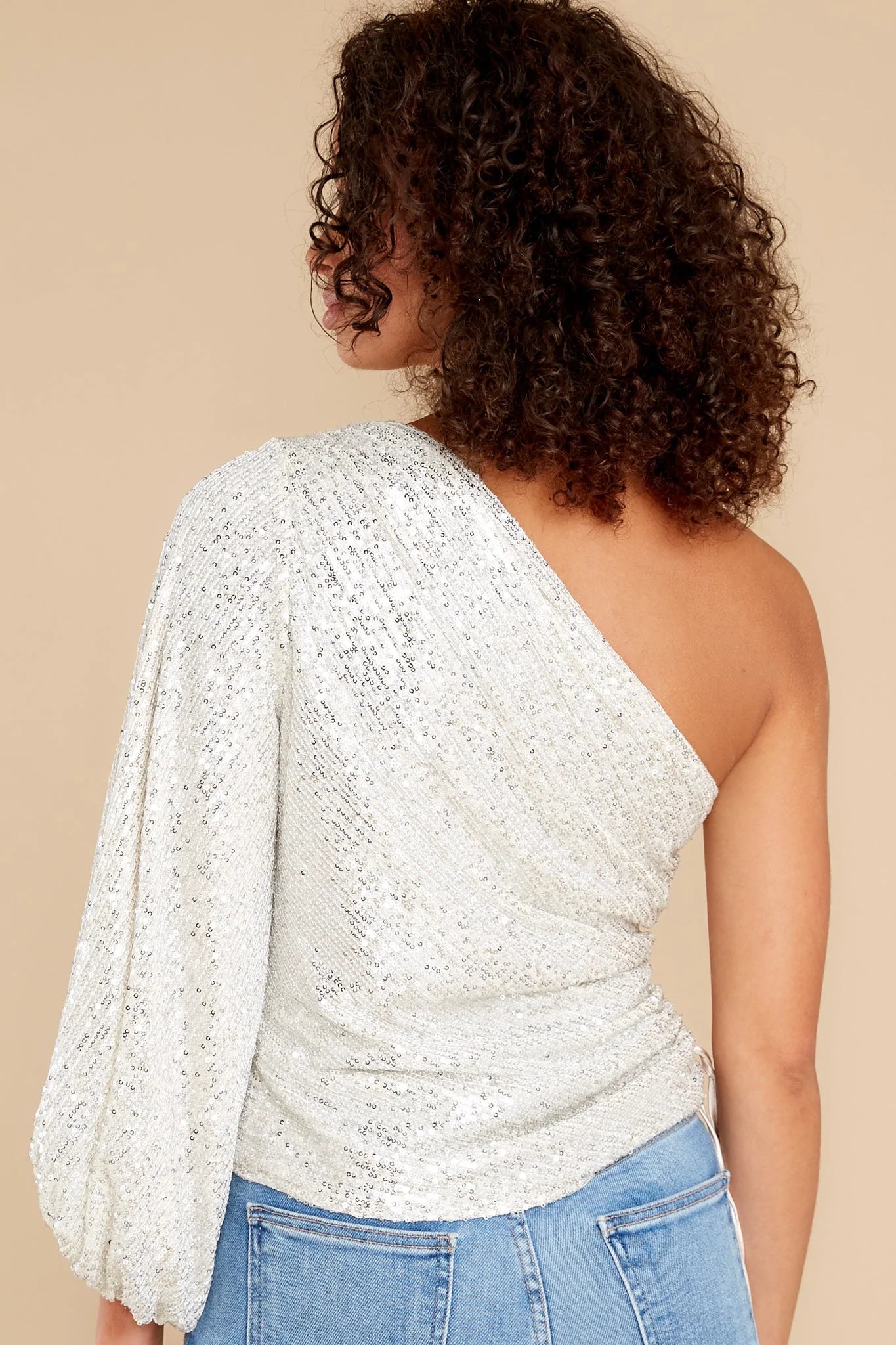 Get Glam Ivory Sequin Top - qrack theme