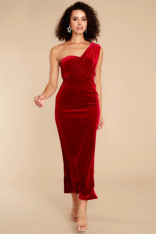 Flawless Beauty Red Velvet Maxi Dress - qrack theme