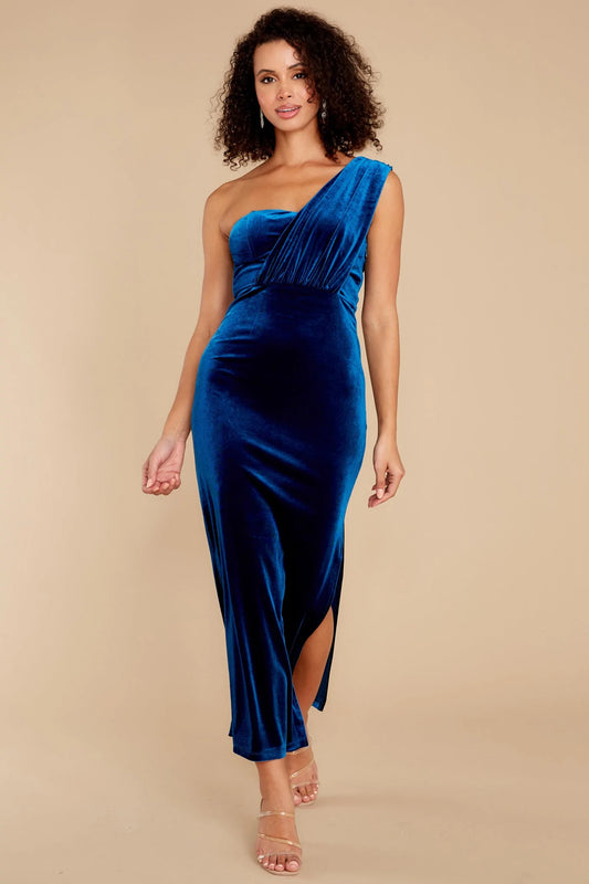 Flawless Beauty Royal Blue Velvet Maxi Dress - qrack theme