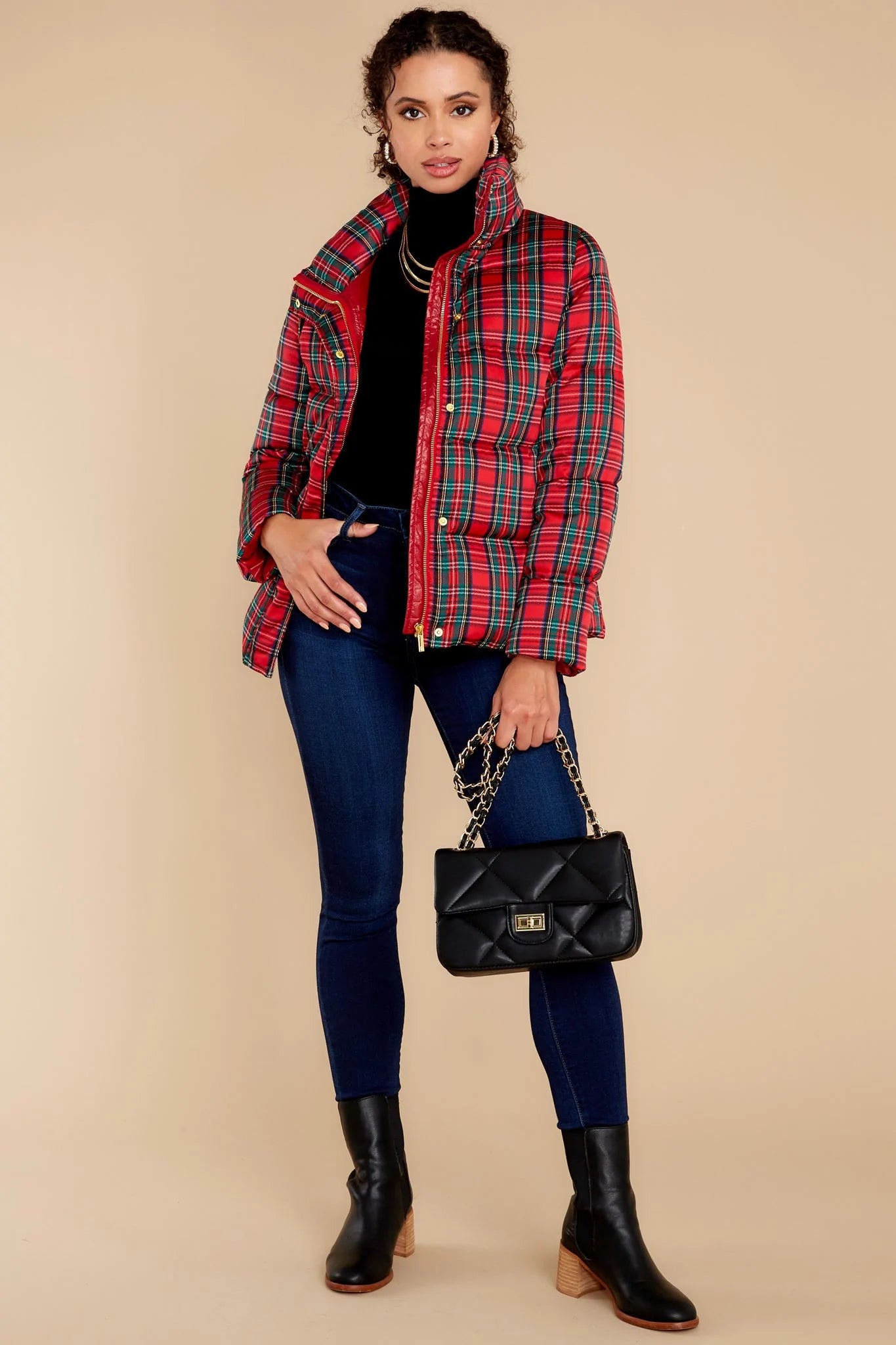 Cole Tartan Plaid Puffer Coat - qrack theme