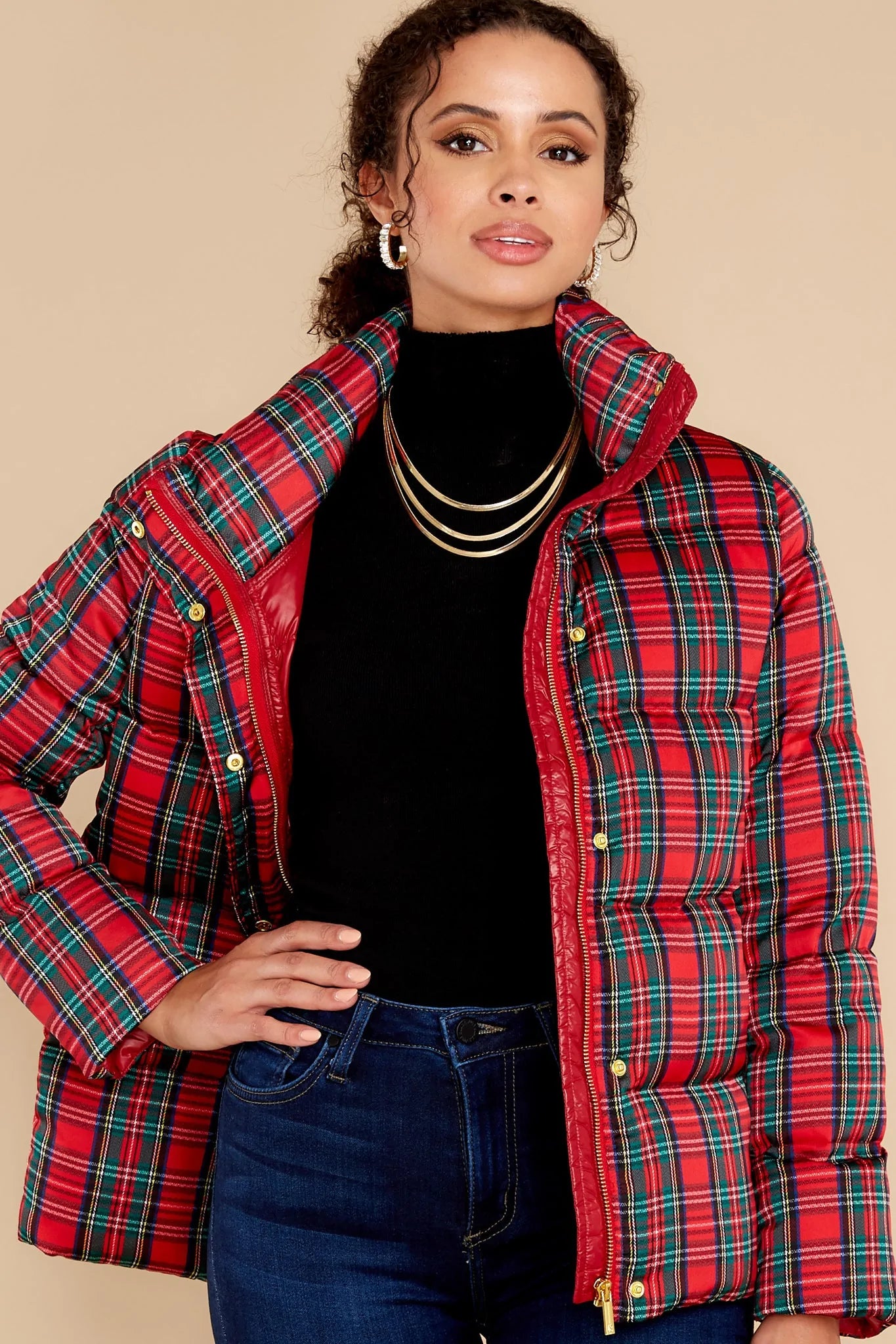 Cole Tartan Plaid Puffer Coat - qrack theme