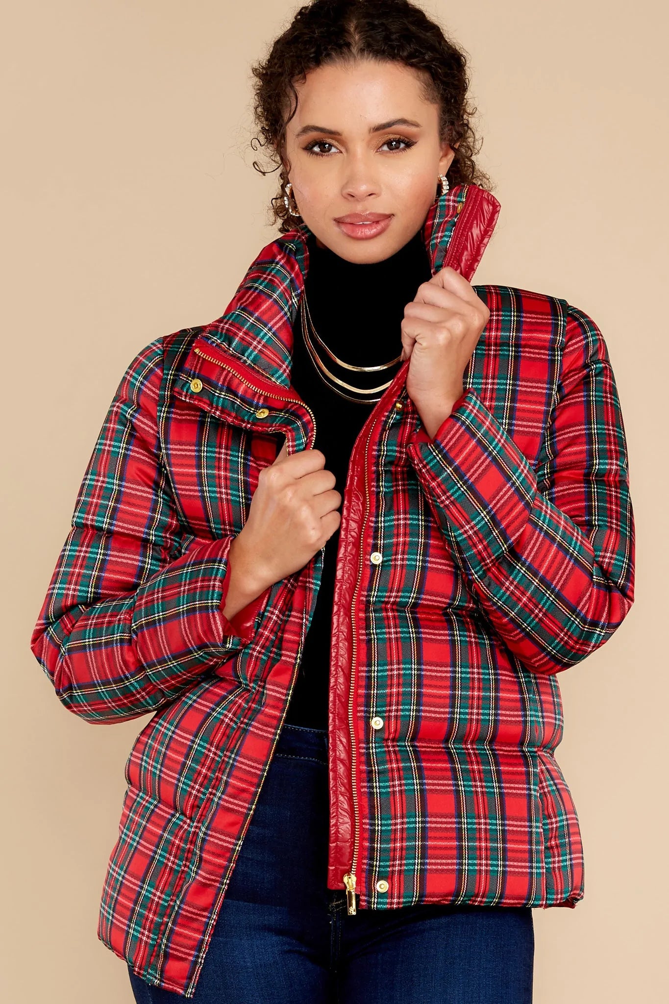 Cole Tartan Plaid Puffer Coat - qrack theme