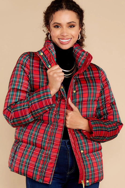 Cole Tartan Plaid Puffer Coat - qrack theme