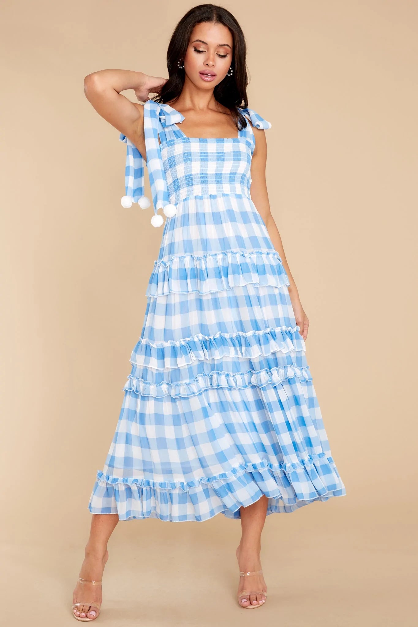 Berenice Blue Gingham Long Dress - qrack theme