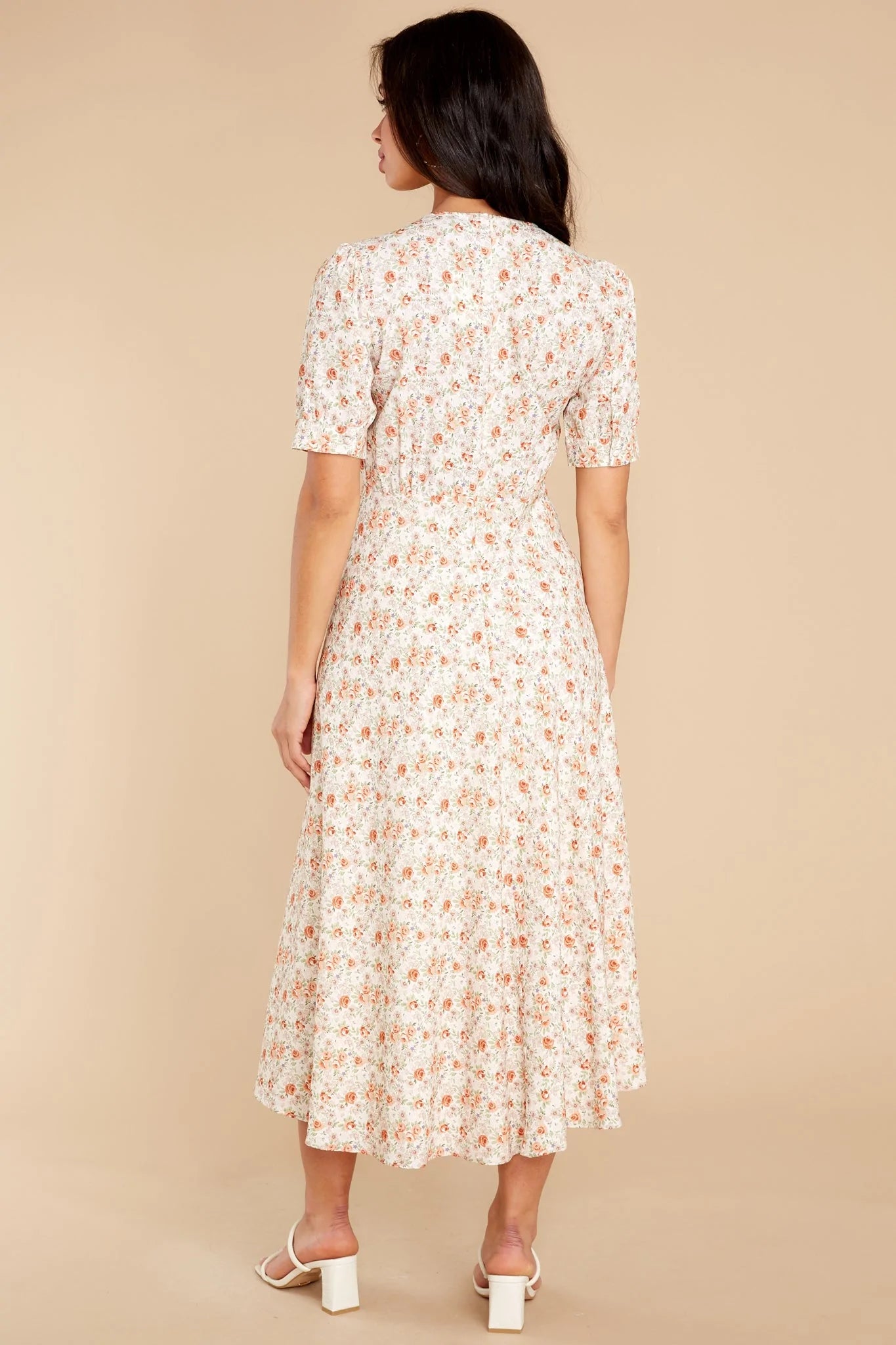 Sweet Ambition Ivory Floral Print Midi Dress - qrack theme