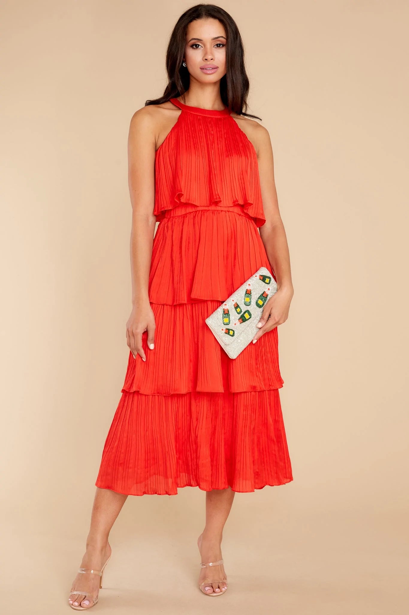 Feeling Groovy Red Midi Dress - qrack theme