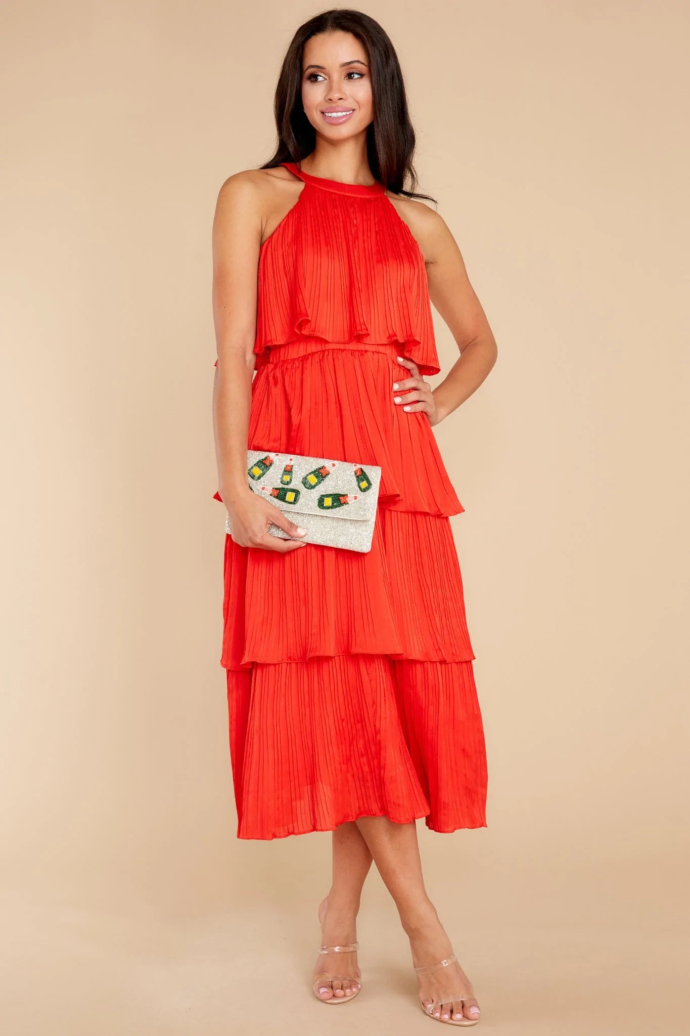 Feeling Groovy Red Midi Dress - qrack theme