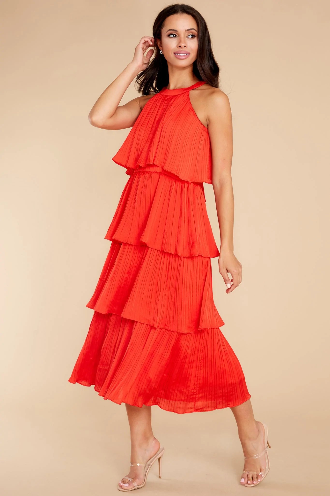 Feeling Groovy Red Midi Dress - qrack theme