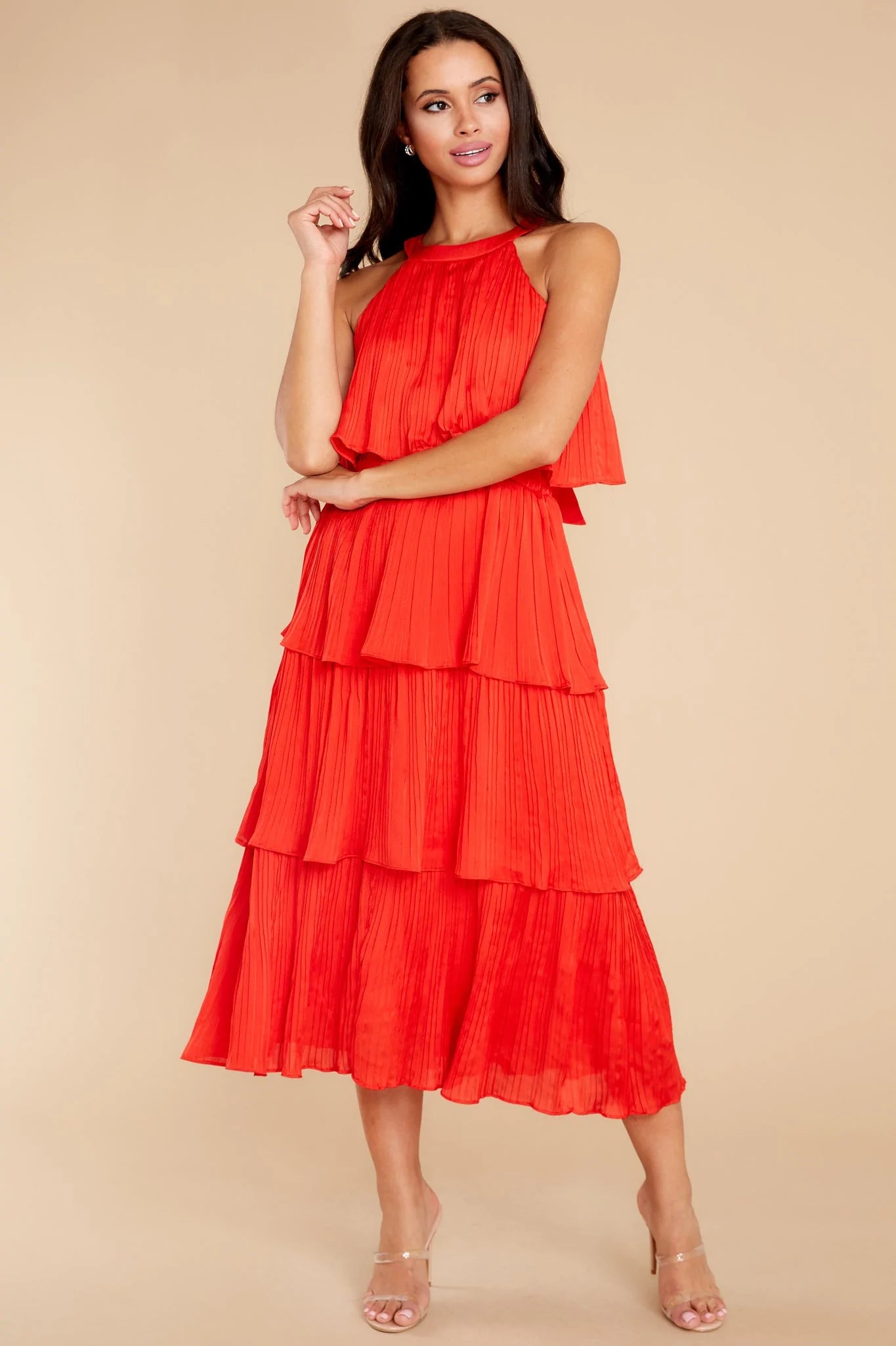 Feeling Groovy Red Midi Dress - qrack theme