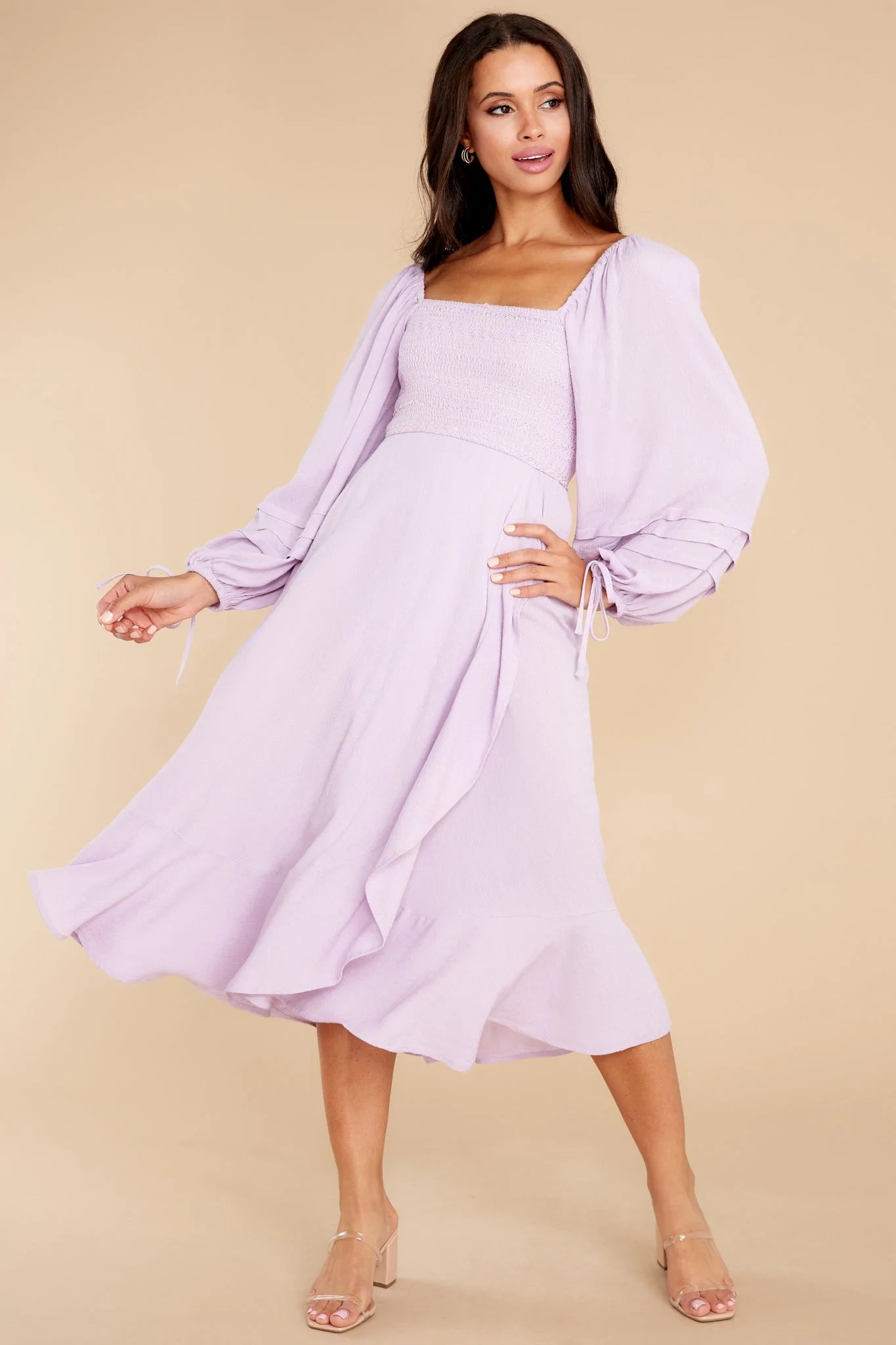 Lupine Orchid Long Sleeve Midi Dress - qrack theme