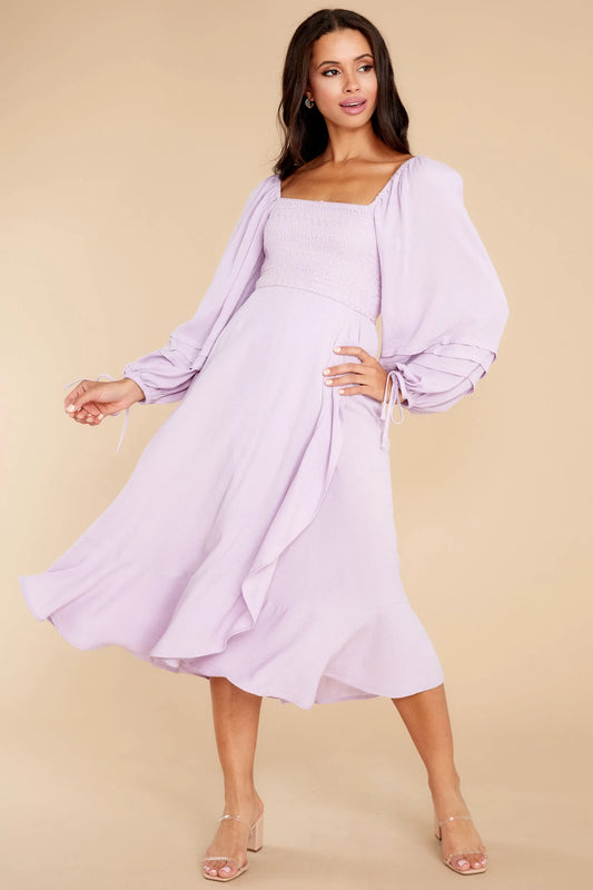Lupine Orchid Long Sleeve Midi Dress - qrack theme