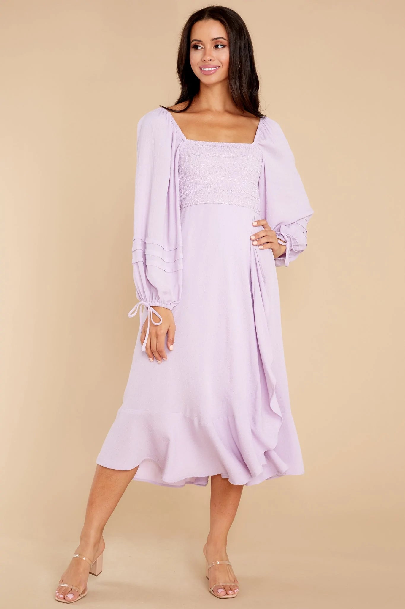 Lupine Orchid Long Sleeve Midi Dress - qrack theme