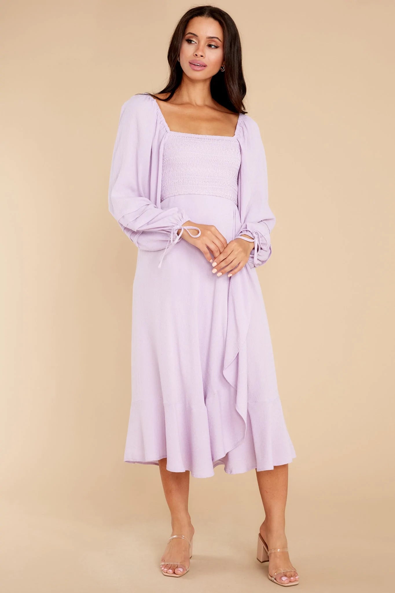 Lupine Orchid Long Sleeve Midi Dress - qrack theme