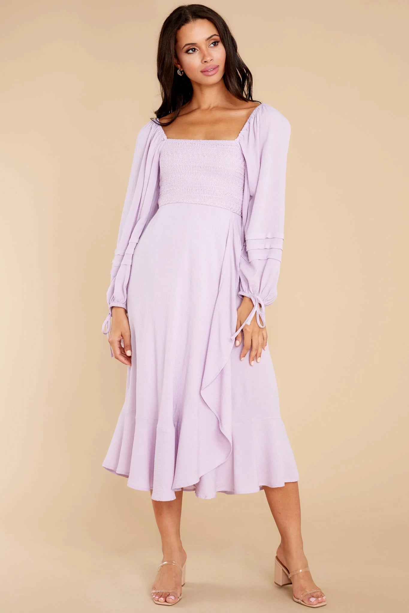 Lupine Orchid Long Sleeve Midi Dress - qrack theme