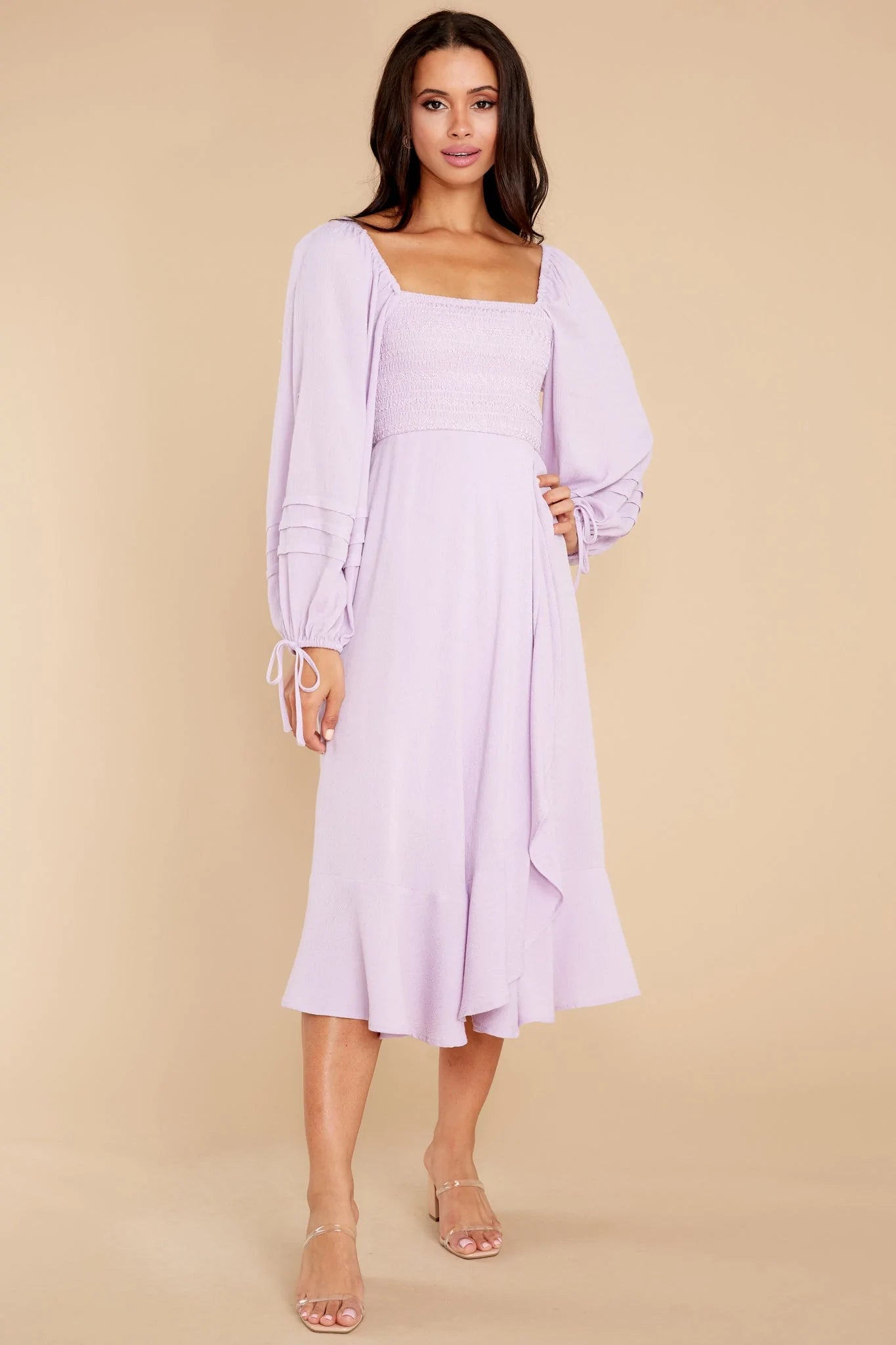 Lupine Orchid Long Sleeve Midi Dress - qrack theme