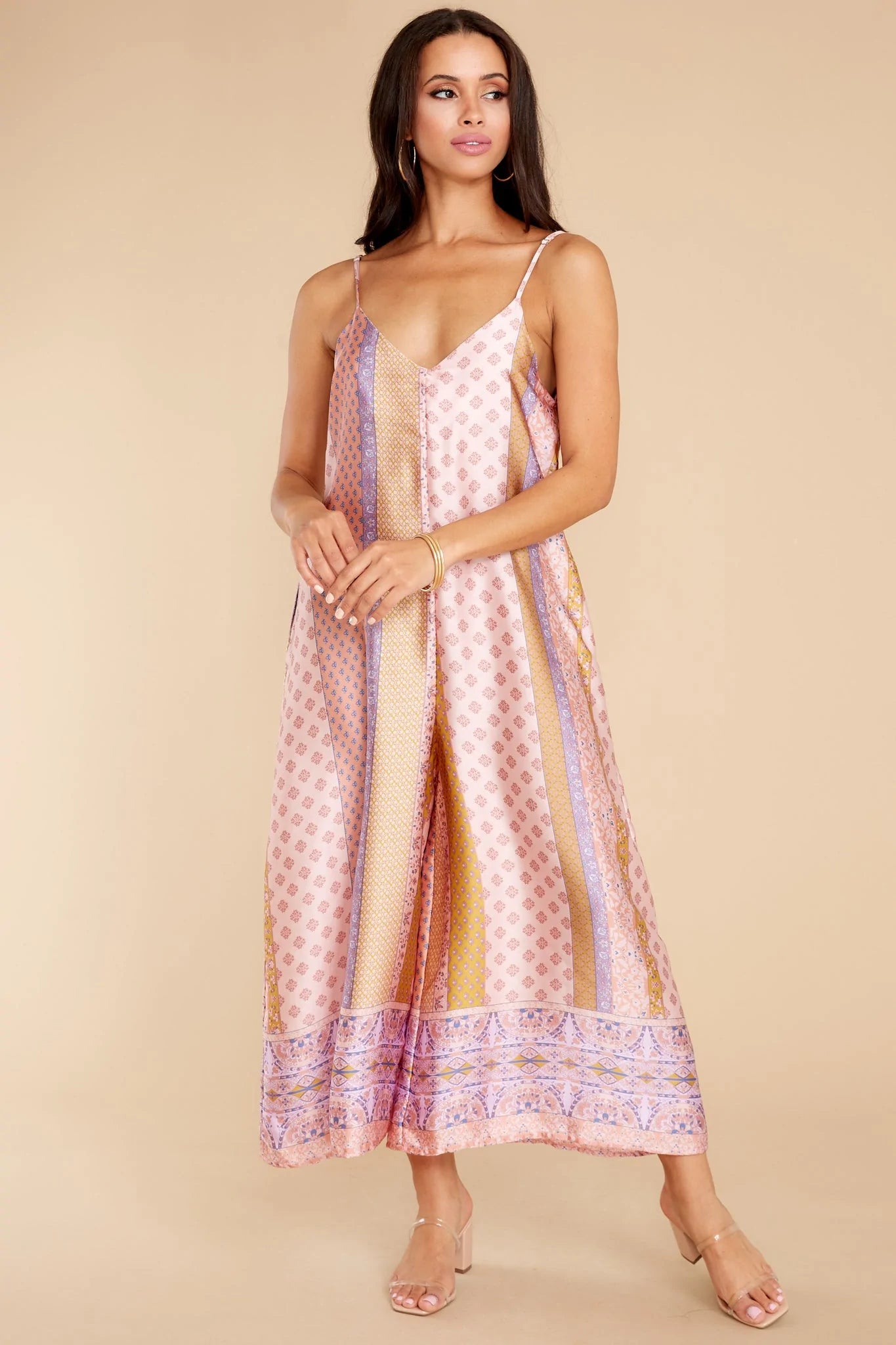 Going Abroad Light Pink Multi Print Jumpsuit - qrack theme