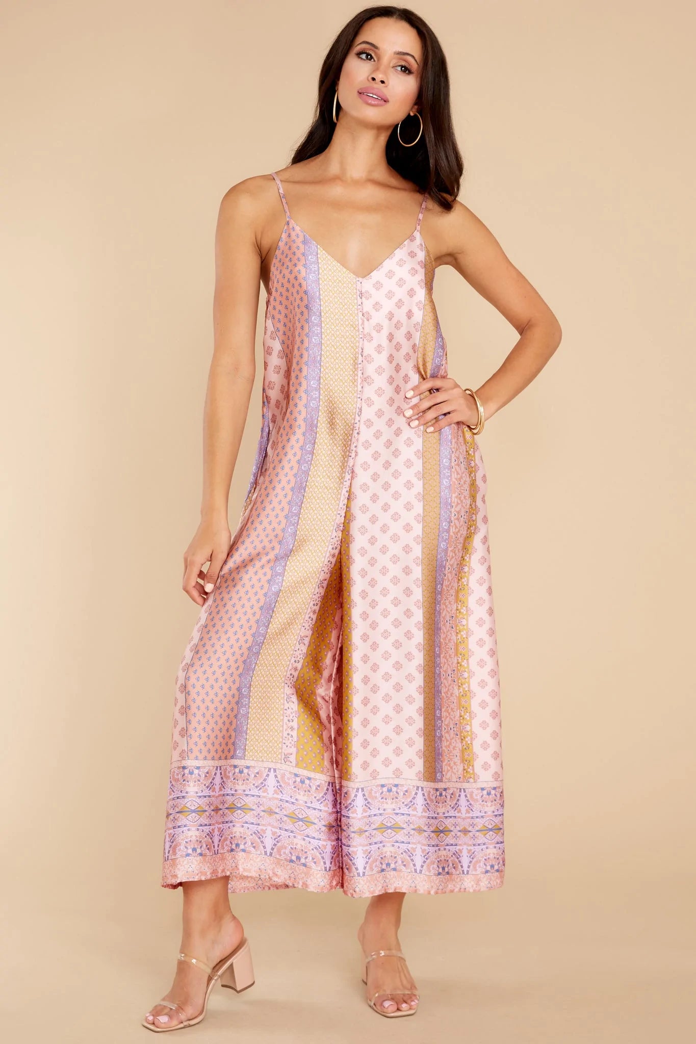 Going Abroad Light Pink Multi Print Jumpsuit - qrack theme