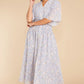 Such A Vision Dusty Blue Floral Print Midi Dress - qrack theme