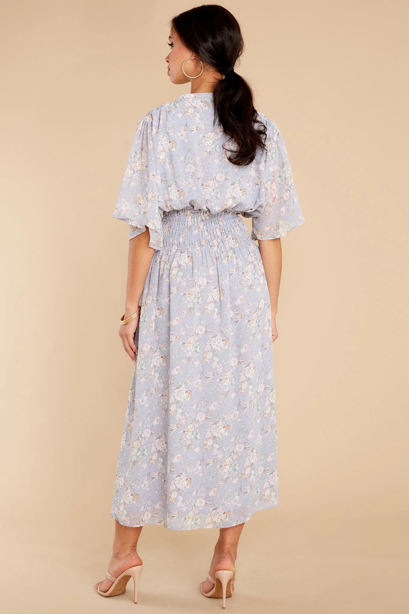 Such A Vision Dusty Blue Floral Print Midi Dress - qrack theme