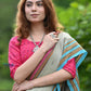 Traditional Patteda Anchu Ilkal Handloom Saree~ Gage Green With Multicolor Border - qrack theme