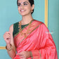 EXCLUSIVE! Traditional Pretty Powder Peach Pure Silk Double Pallu Paithani With Designer Peacocks Pallu - qrack theme