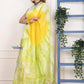 EXCLUSIVE! Handmade Tie and Dye Cotton Lime Yellow- Green Saree By Women Weavers - qrack theme
