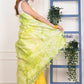 EXCLUSIVE! Handmade Tie and Dye Cotton Lime Yellow- Green Saree By Women Weavers - qrack theme