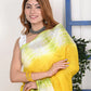 EXCLUSIVE! Handmade Tie and Dye Cotton Lime Yellow- Green Saree By Women Weavers - qrack theme