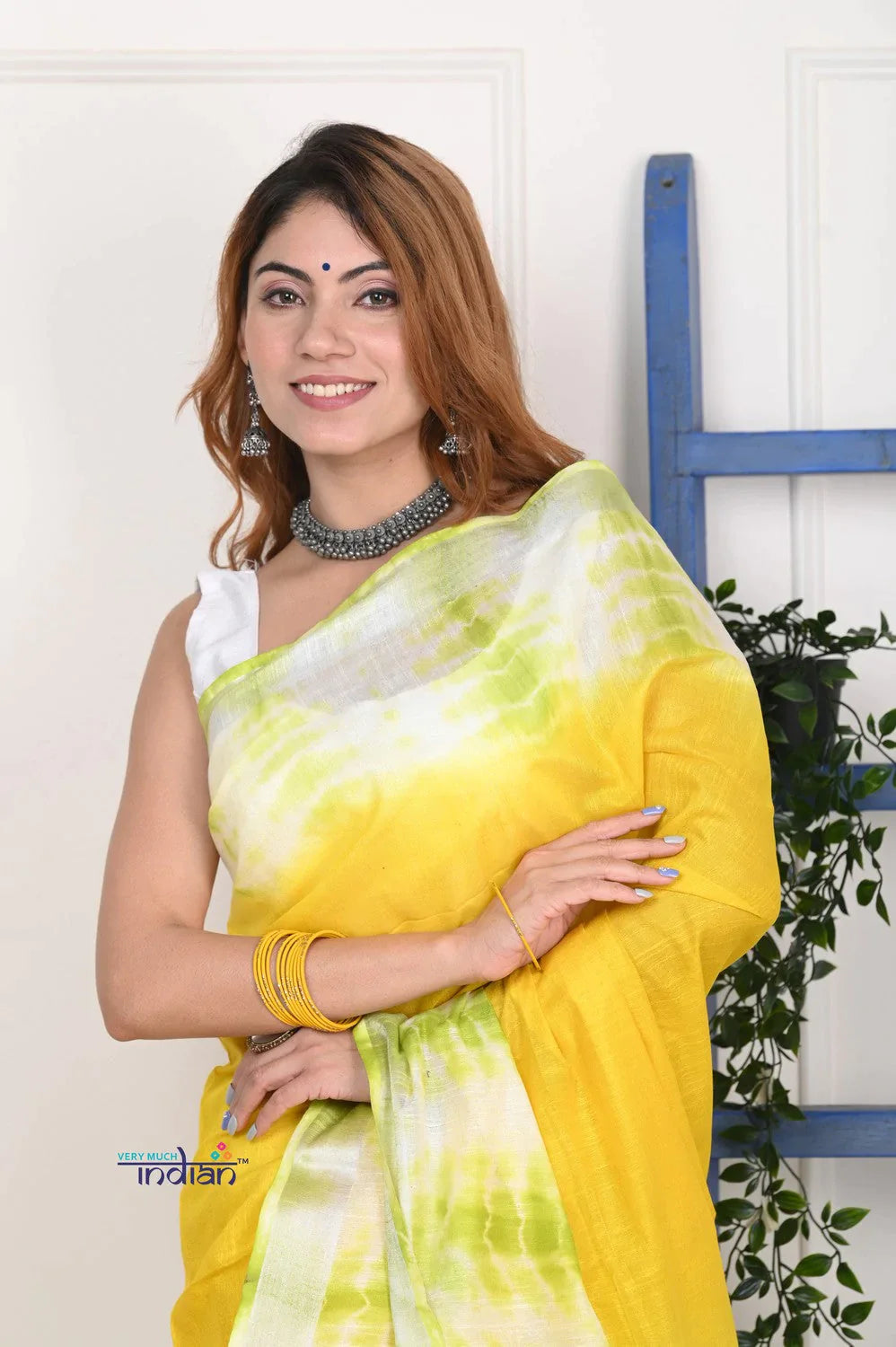 EXCLUSIVE! Handmade Tie and Dye Cotton Lime Yellow- Green Saree By Women Weavers - qrack theme