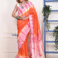 EXCLUSIVE! Handmade Tie and Dye Cotton Orange Lehriya Saree By Women Weavers - qrack theme